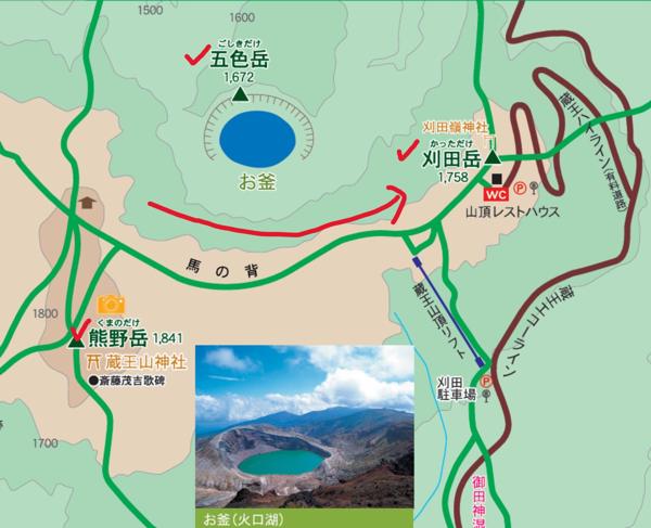 沿著周圍走，會發現御釜的不同樣貌！